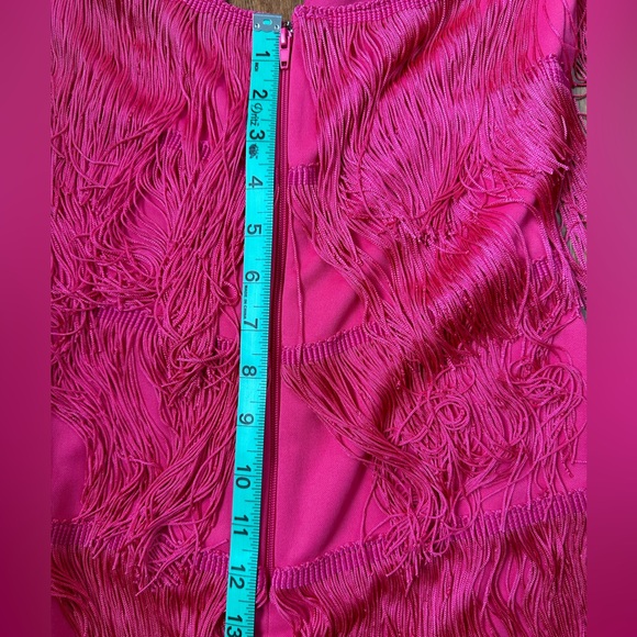 Lime Lush Pink Magenta Fringe Mini Dress - Picture 14 of 16
